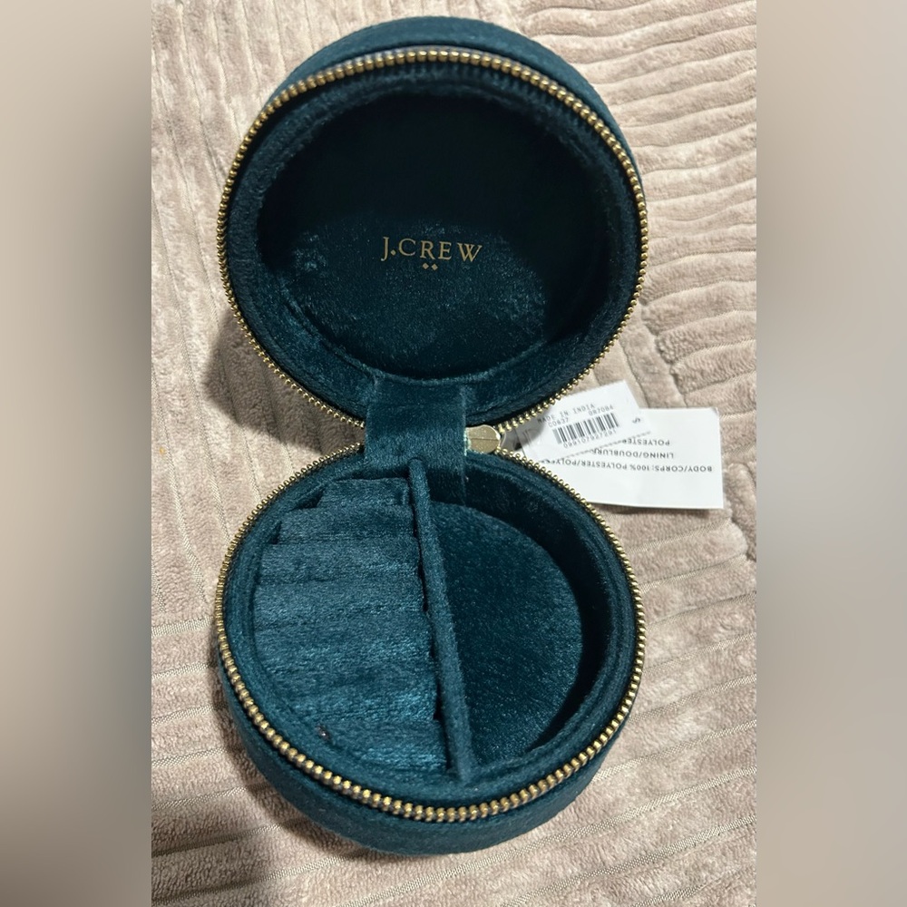 J. Crew Deep Teal Velvet Jewelry Case